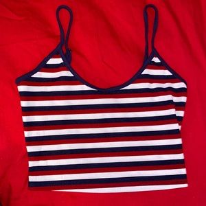 Red, white, navy striped shein crop top! new only worn once